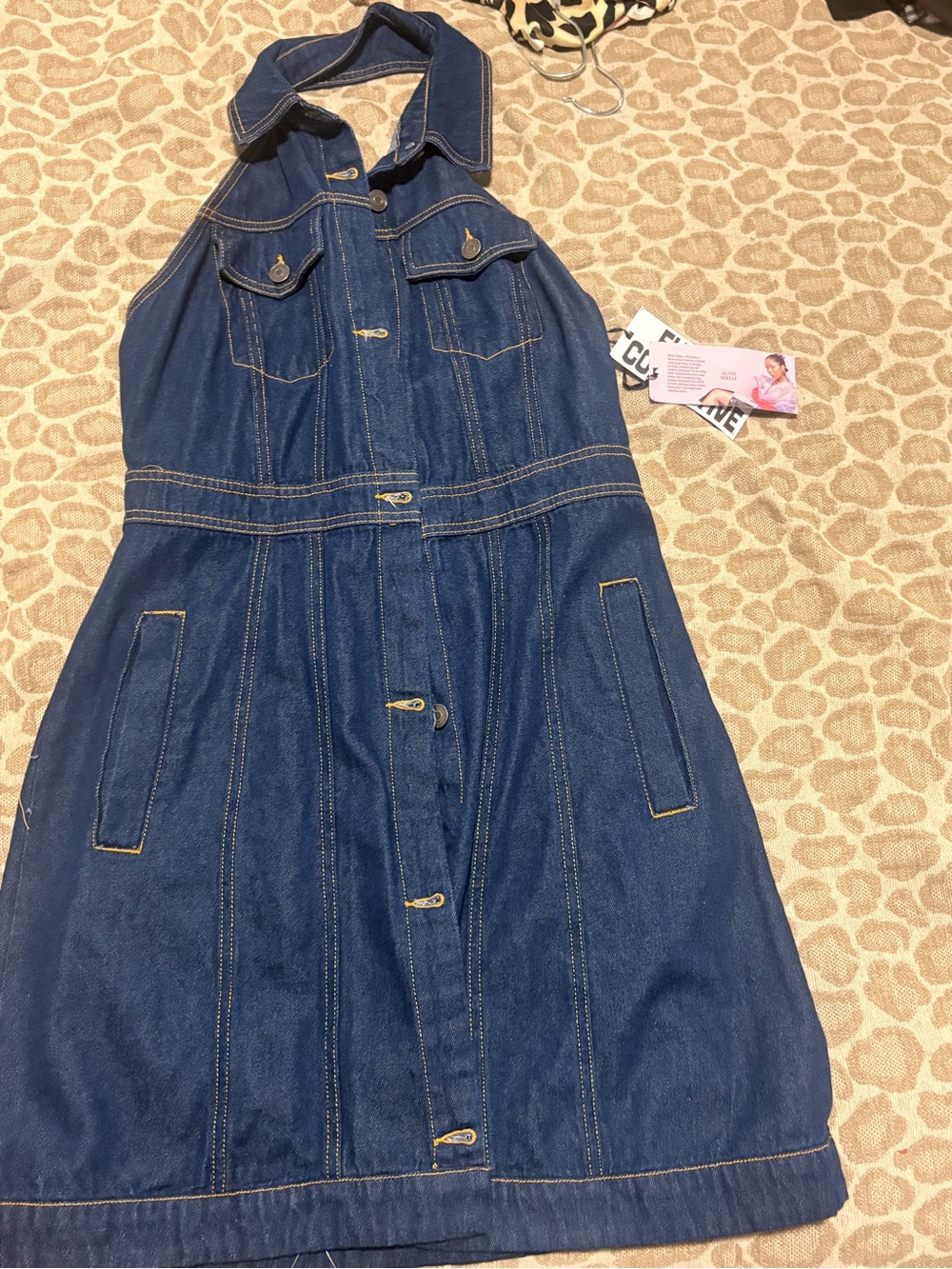 Girls' Dark Blue Denim Halter Skirt Dress